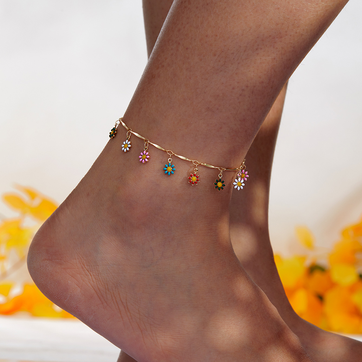 Fashion Flower Copper Plating Anklet 1 Piece