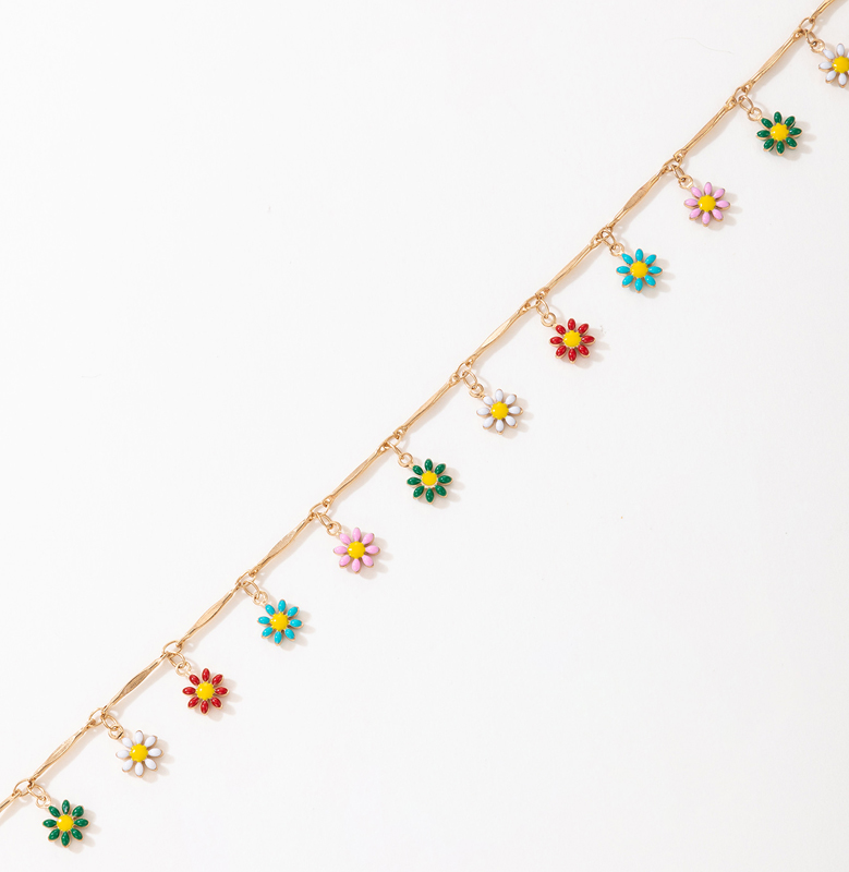 Sweet Flower Alloy Plating Acrylic Anklet