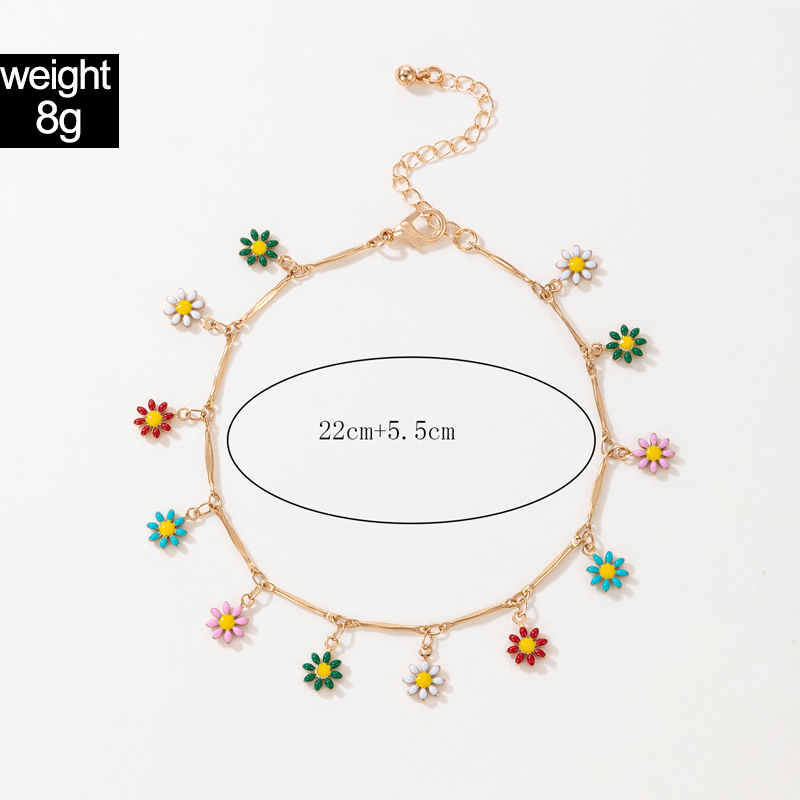 Sweet Flower Alloy Plating Acrylic Anklet