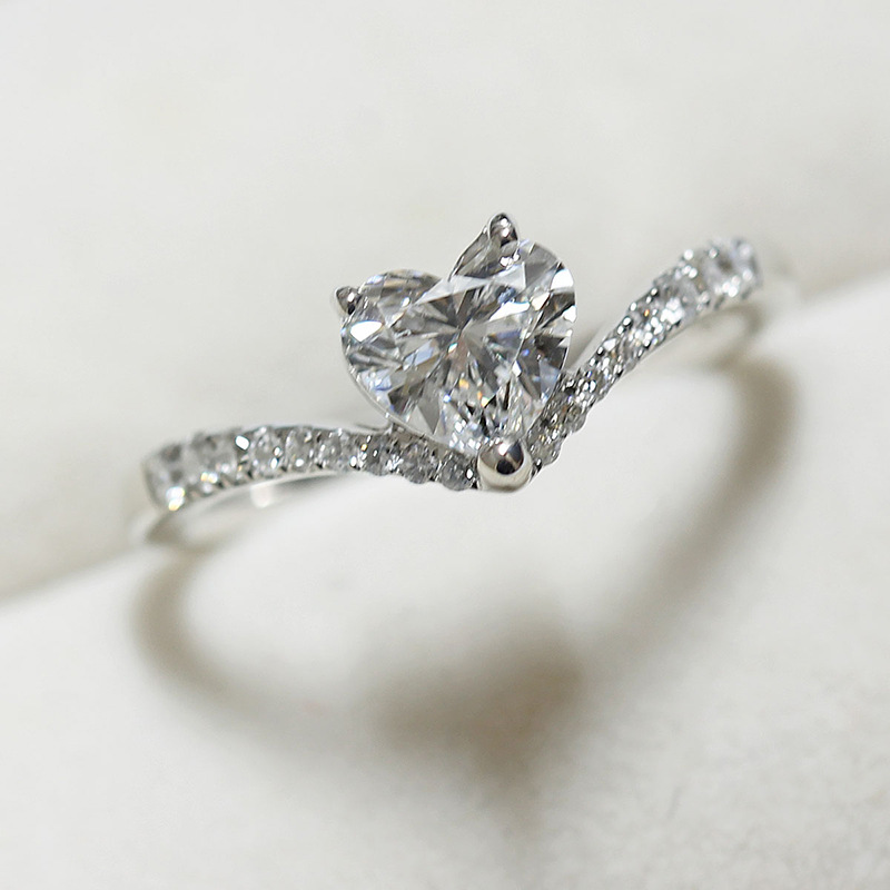 Romantic Heart Shape Copper Rings Plating Zircon Copper Rings