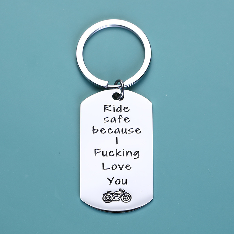 Fashion Letter Motorcycle Stainless Steel Carving Bag Pendant Keychain 1 Piece