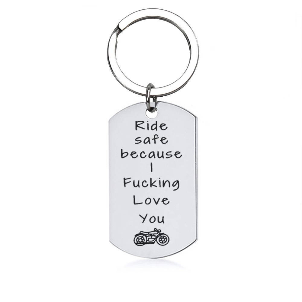 Fashion Letter Motorcycle Stainless Steel Carving Bag Pendant Keychain 1 Piece