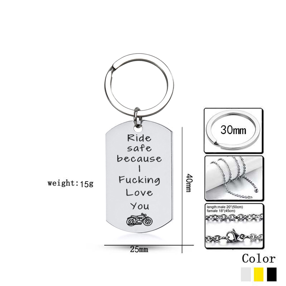 Fashion Letter Motorcycle Stainless Steel Carving Bag Pendant Keychain 1 Piece
