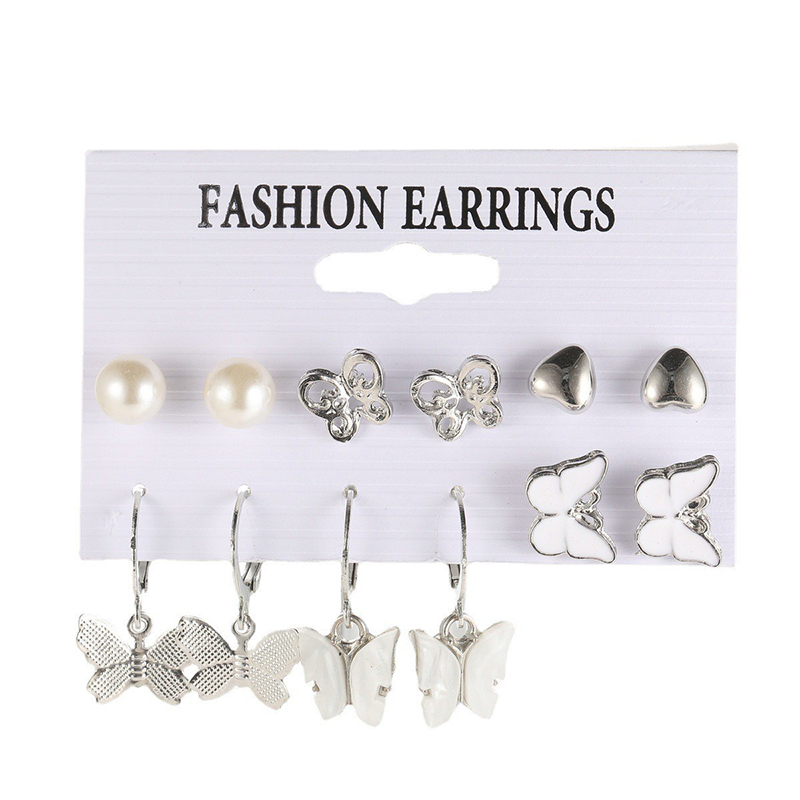 Fairy Style Butterfly Alloy Plating Earrings 6 Pairs
