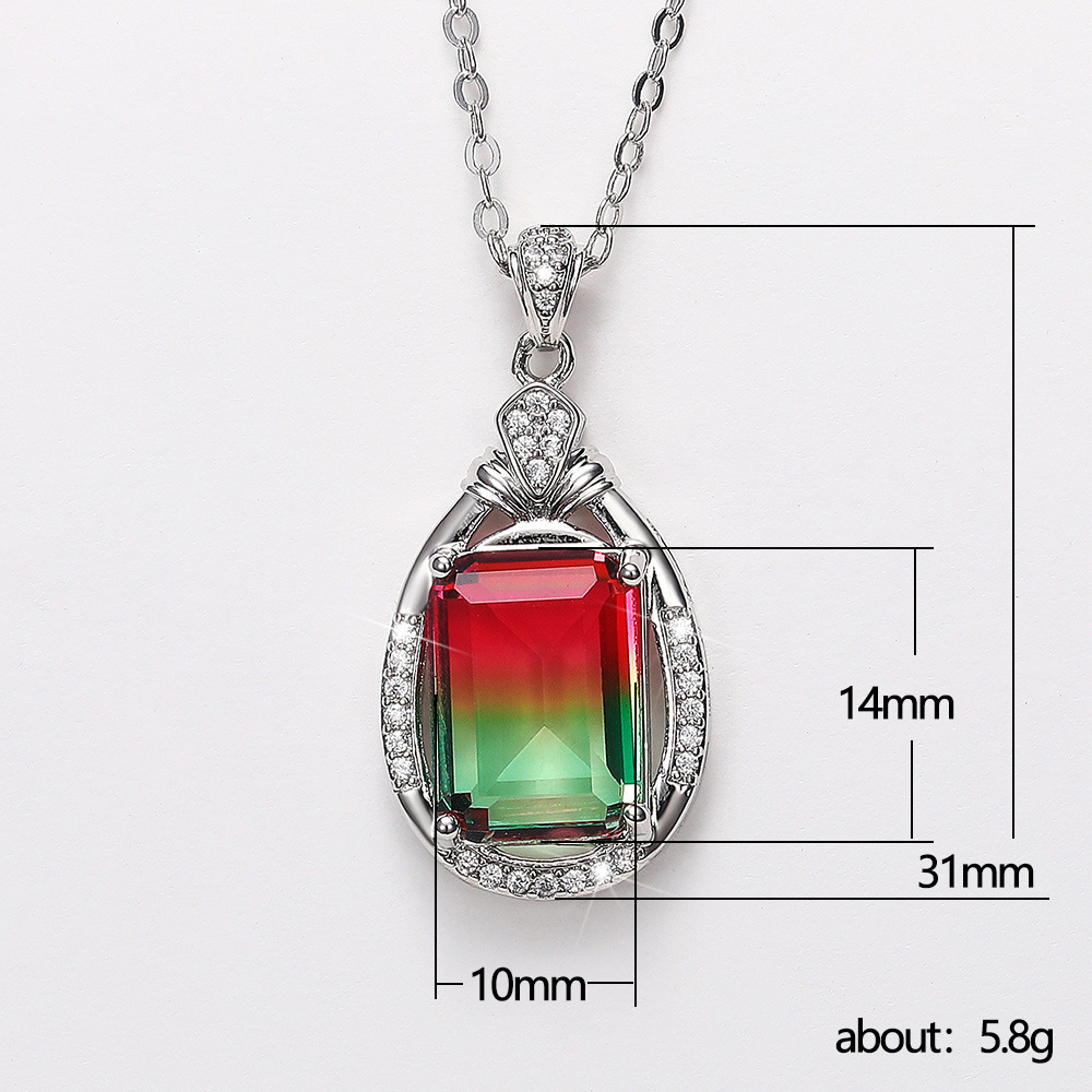 Fashion Square Water Droplets Copper Necklace Inlay Zircon Copper Necklaces