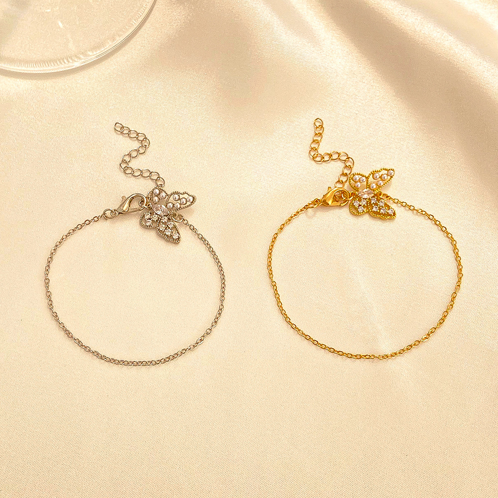 Sweet Butterfly Copper Plating Zircon Anklet