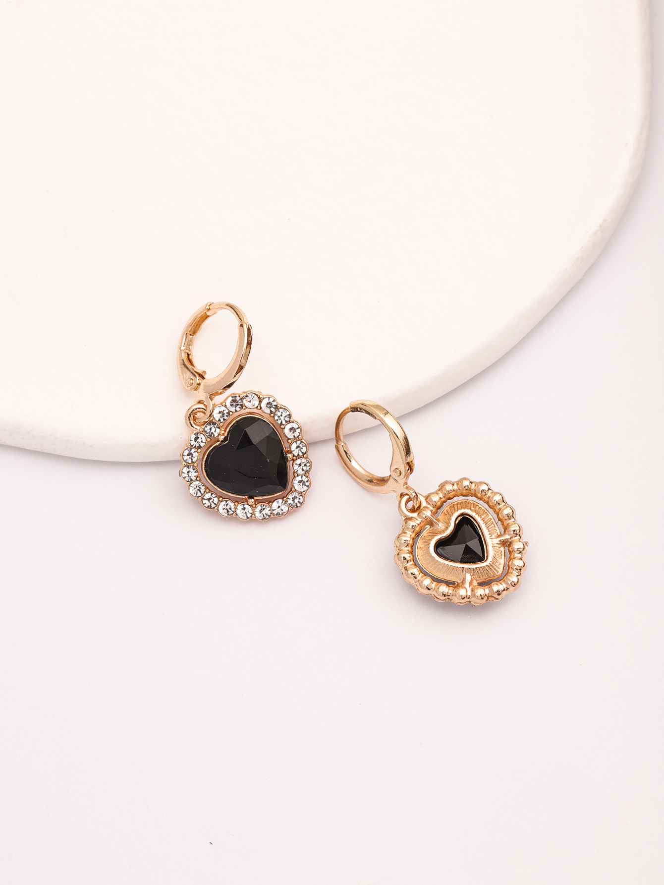 Elegant Heart Shape Alloy Inlay Rhinestone Earrings