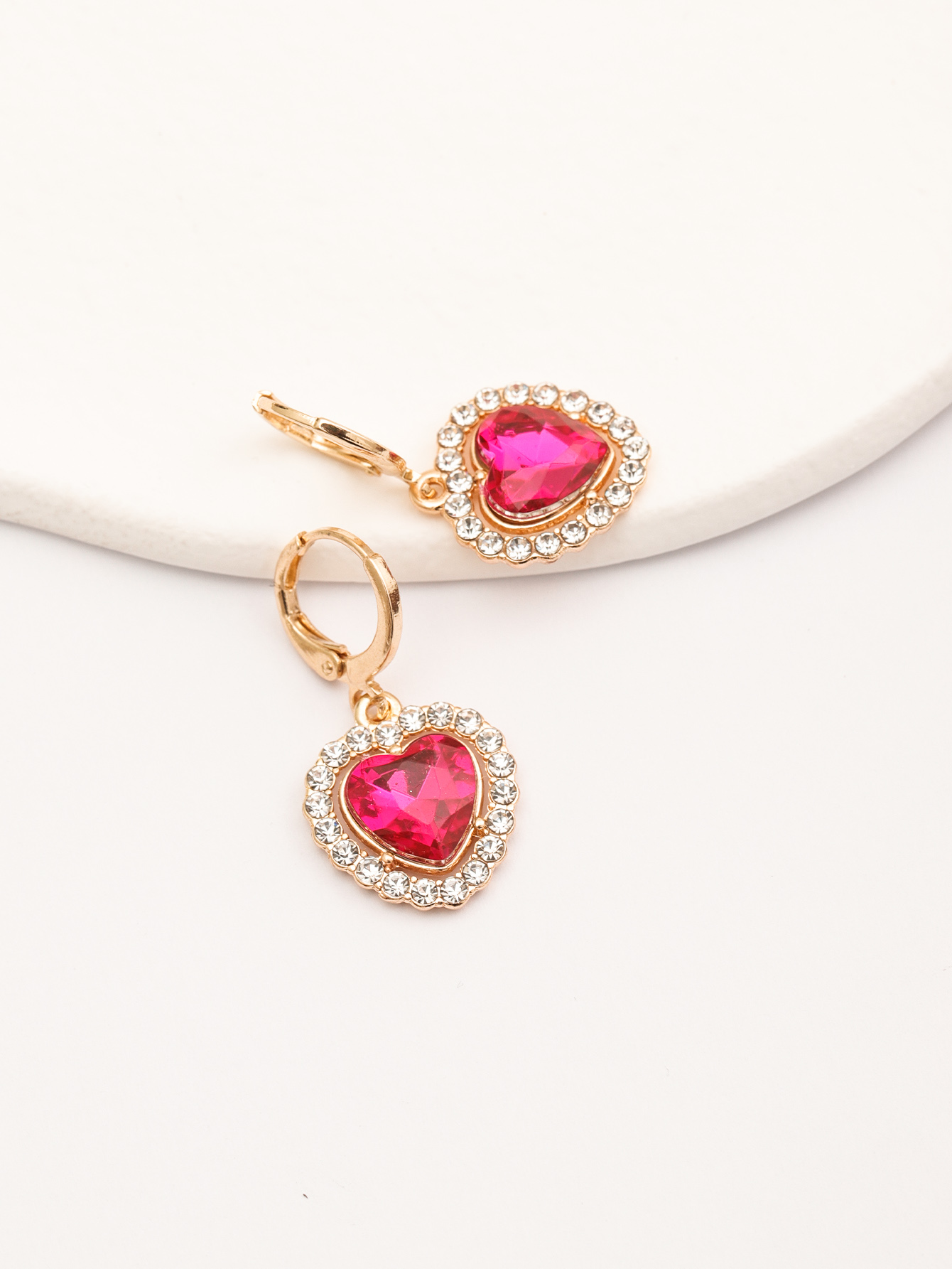 Elegant Heart Shape Alloy Inlay Rhinestone Earrings