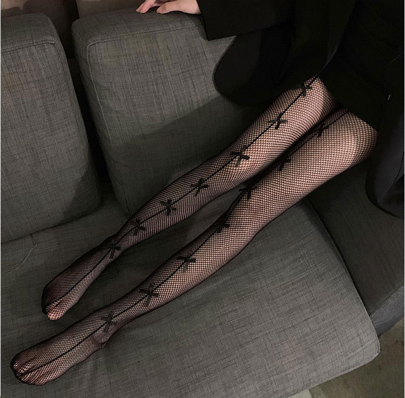 Womenu0027S Sexy Solid Color Nylon Bow Front Socks