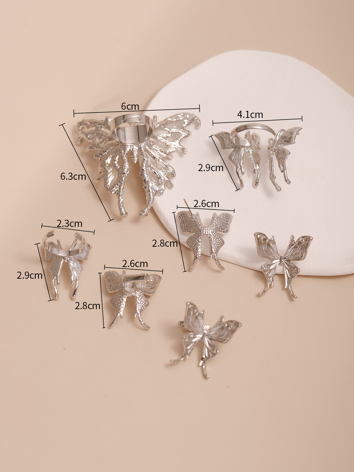 Retro Butterfly Alloy Plating Rings Earrings