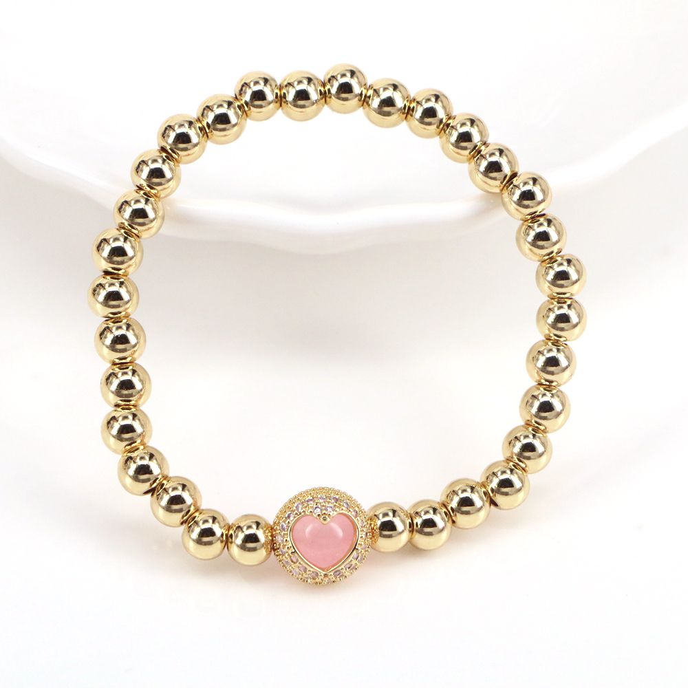 Simple Style Heart Shape Copper Bracelets Gold Plated Zircon Copper Bracelets