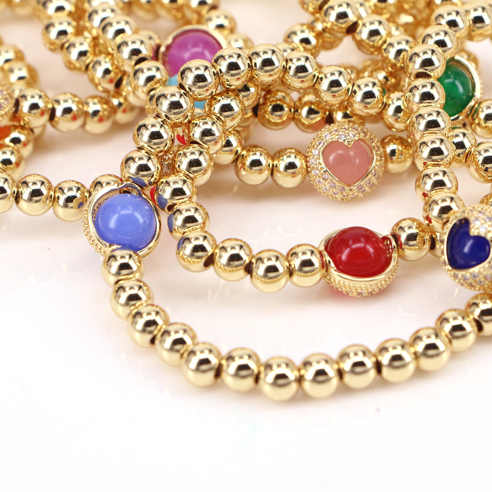 Simple Style Heart Shape Copper Bracelets Gold Plated Zircon Copper Bracelets
