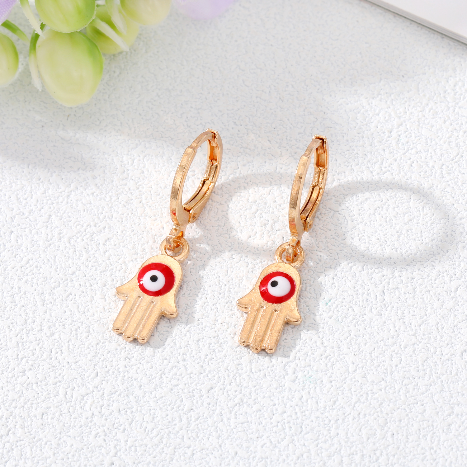 Fashion Devilu0027S Eye Palm Alloy Plating Drop Earrings 1 Piece
