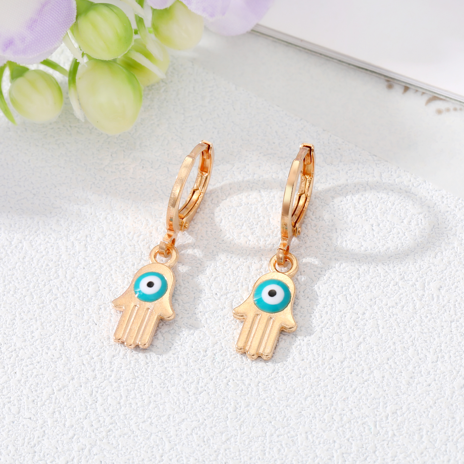 Fashion Devilu0027S Eye Palm Alloy Plating Drop Earrings 1 Piece