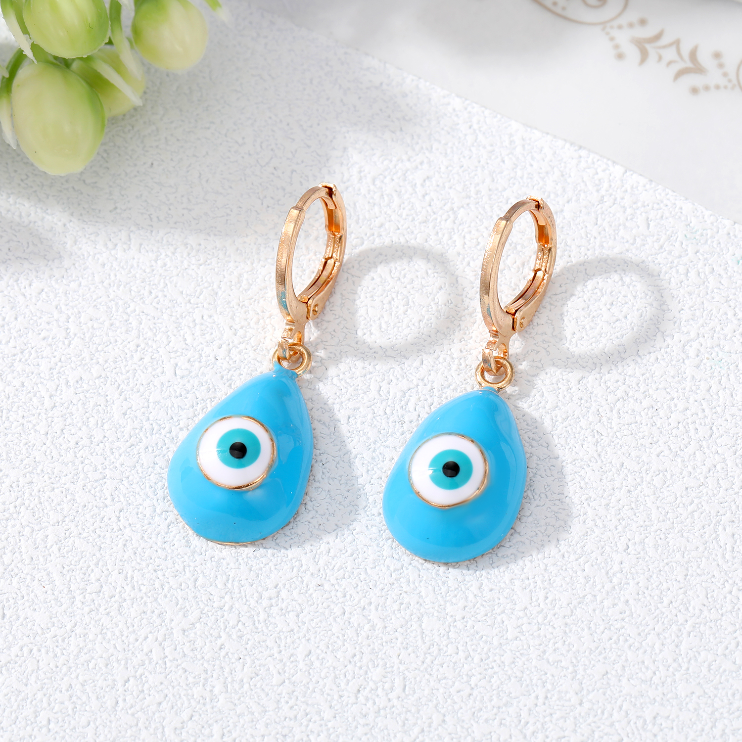 Fashion Devilu0027S Eye Water Droplets Alloy Enamel Earrings 1 Piece