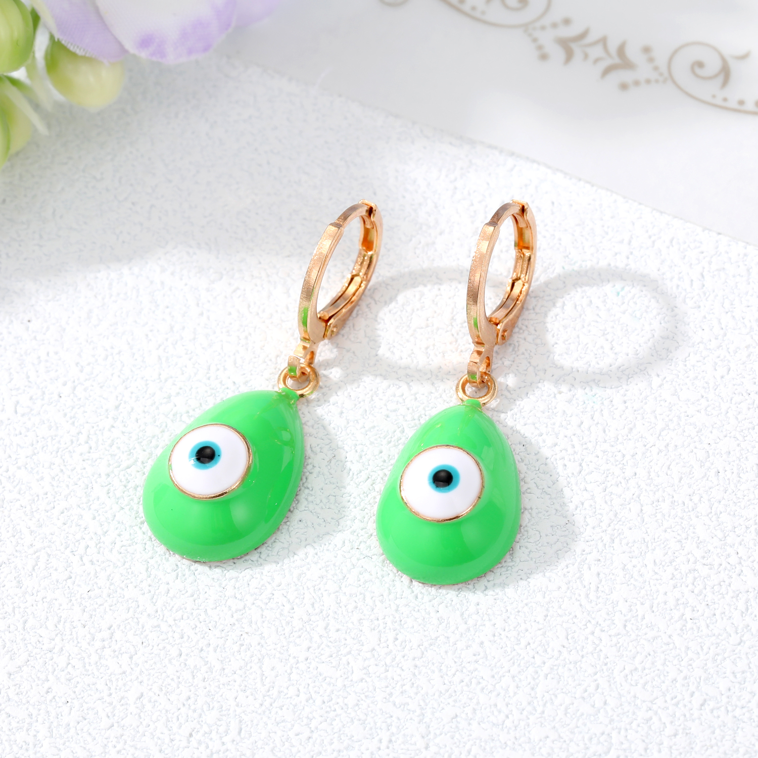 Fashion Devilu0027S Eye Water Droplets Alloy Enamel Earrings 1 Piece