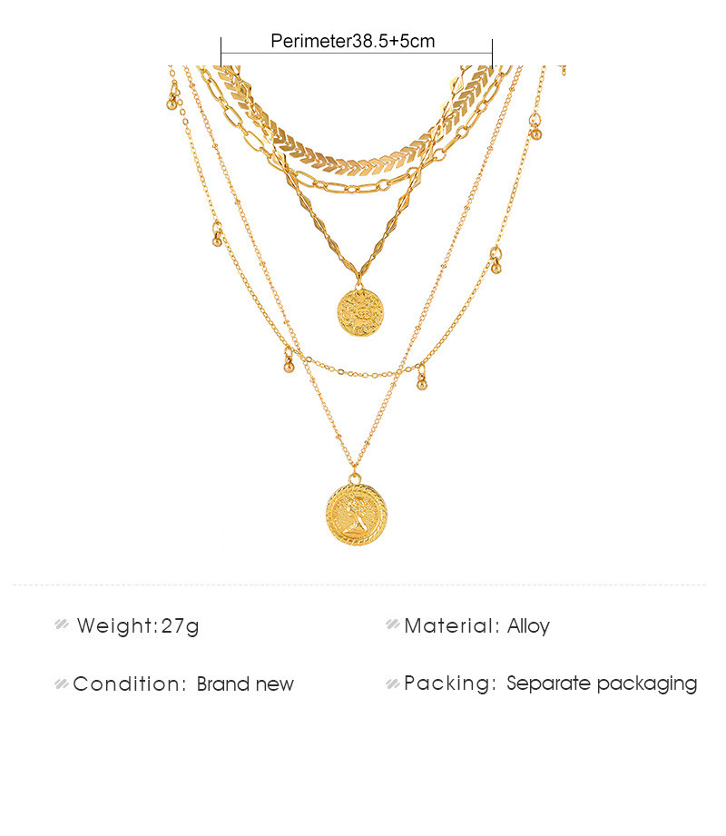 Fashion Round Alloy Plating Layered Necklaces