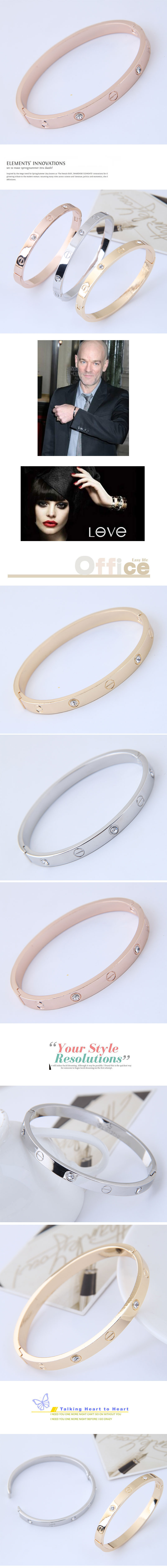 Fashion Round Alloy Inlay Artificial Rhinestones Bangle 1 Piece