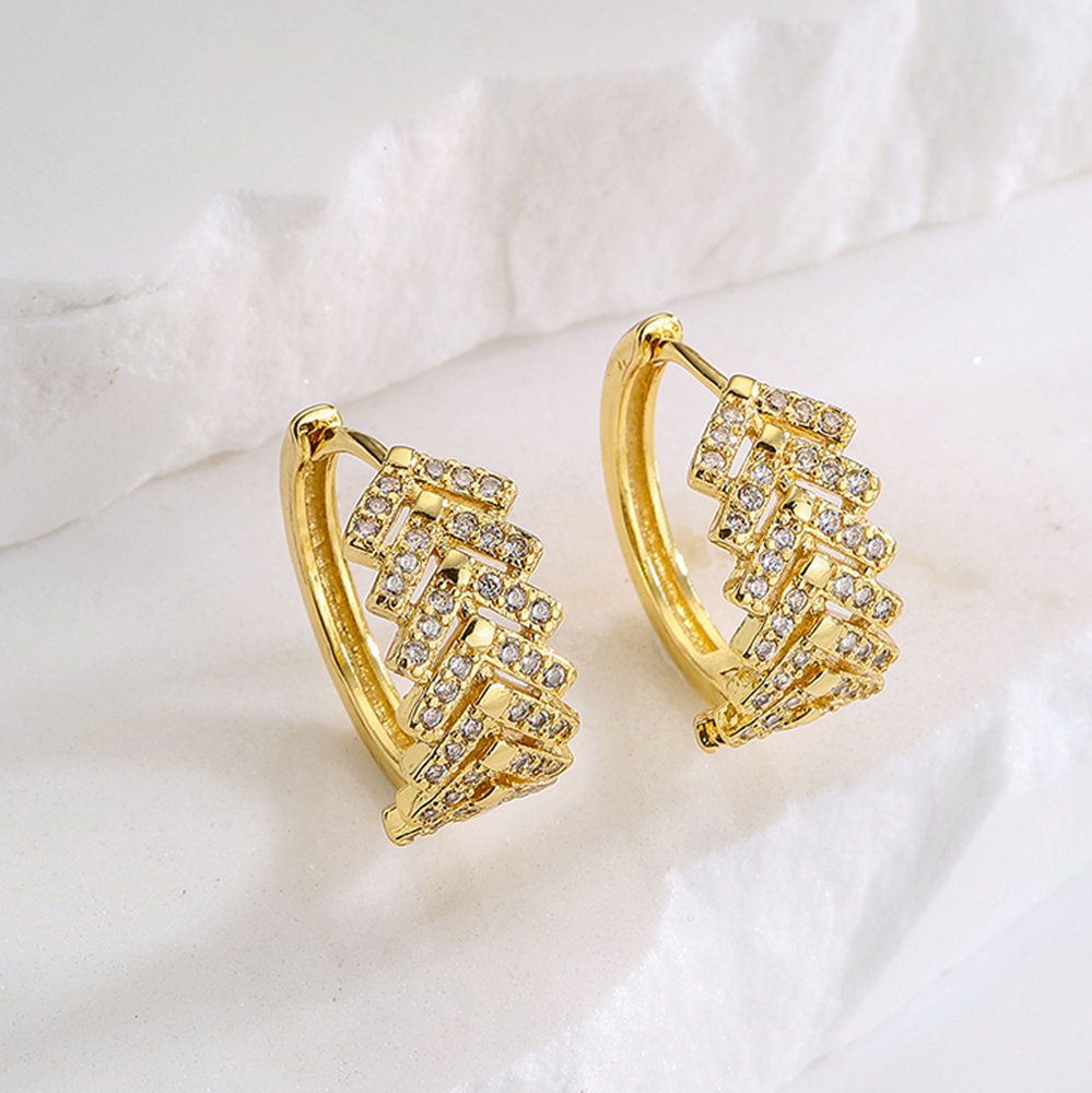 Fashion Star Moon Copper Dangling Earrings Inlay Zircon Copper Earrings