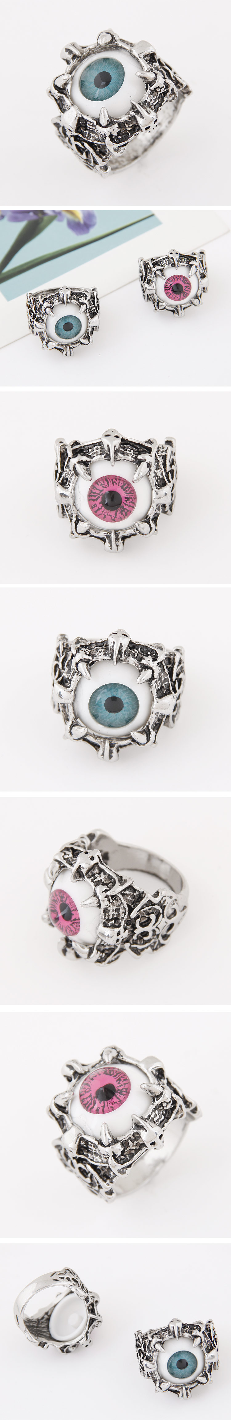 Exaggerated Devilu0027S Eye Alloy Round Resin Rings 1 Piece
