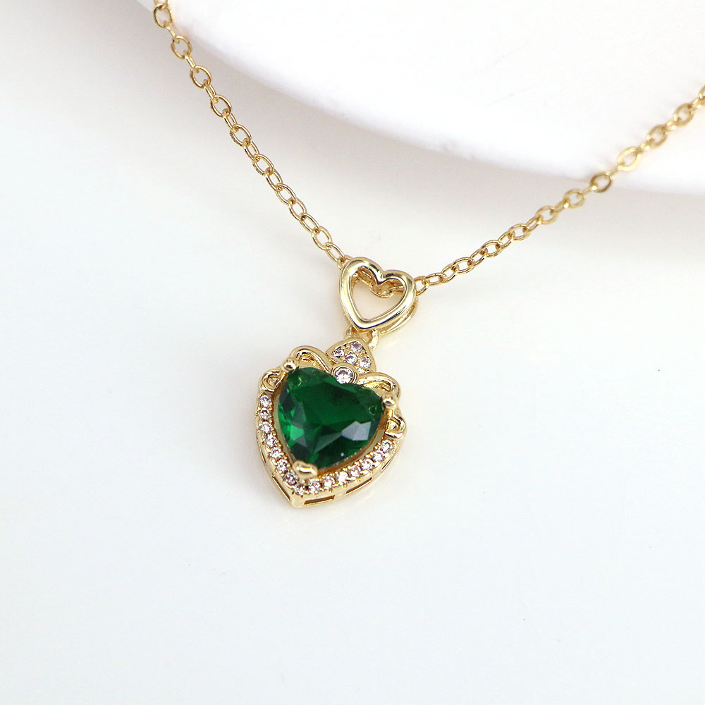 Fashion Heart Shape Butterfly Copper Necklace Inlay Zircon Copper Necklaces 1 Piece