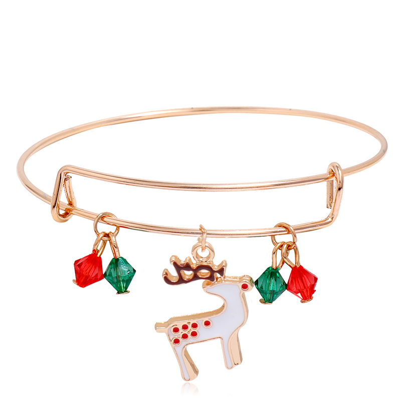 Cartoon Style Santa Claus Elk Alloy Plating Bangle 1 Piece