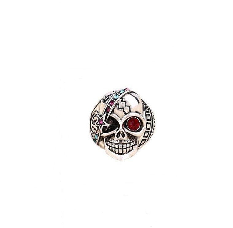 Punk Skull Alloy Plating Rhinestone Rings 1 Piece
