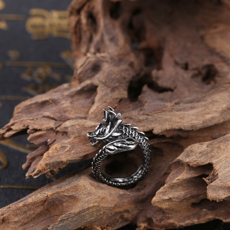 Retro Dragon Alloy Plating Open Ring 1 Piece