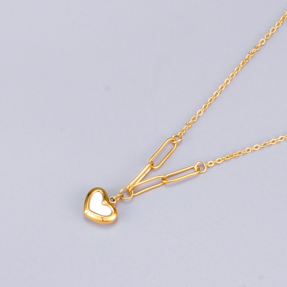 Fashion Heart Shape Titanium Steel Pendant Necklace Plating Shell Stainless Steel Necklaces