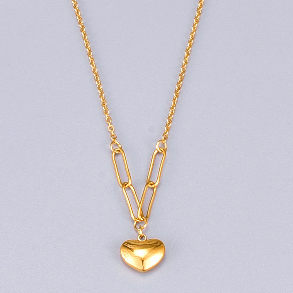 Fashion Heart Shape Titanium Steel Pendant Necklace Plating Shell Stainless Steel Necklaces