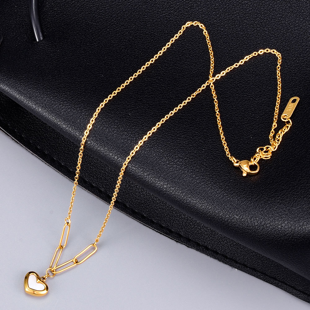 Fashion Heart Shape Titanium Steel Pendant Necklace Plating Shell Stainless Steel Necklaces
