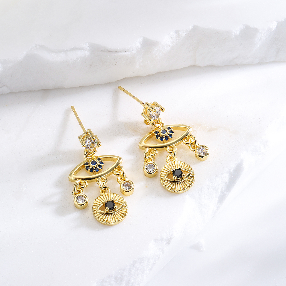 Fashion Eye Copper Drop Earrings Inlay Zircon Copper Earrings