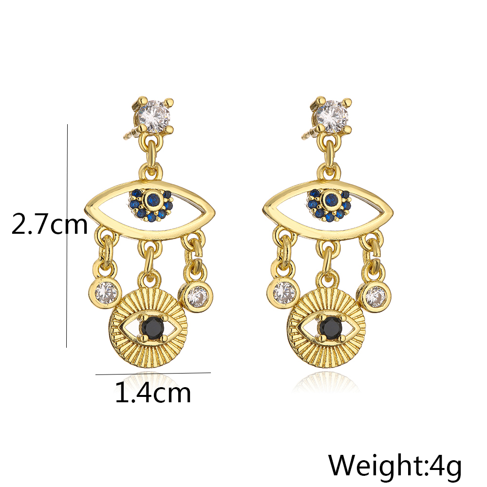 Fashion Eye Copper Drop Earrings Inlay Zircon Copper Earrings