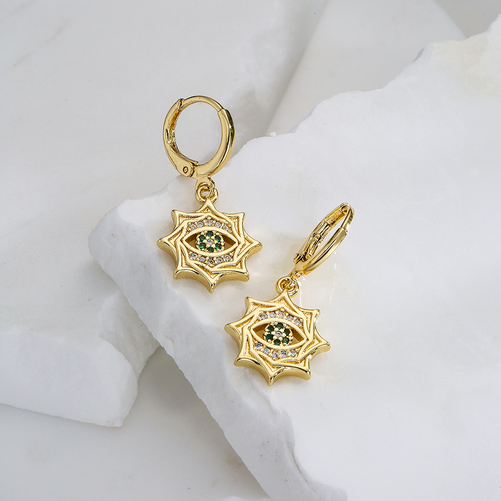 Fashion Eye Copper Drop Earrings Inlay Zircon Copper Earrings