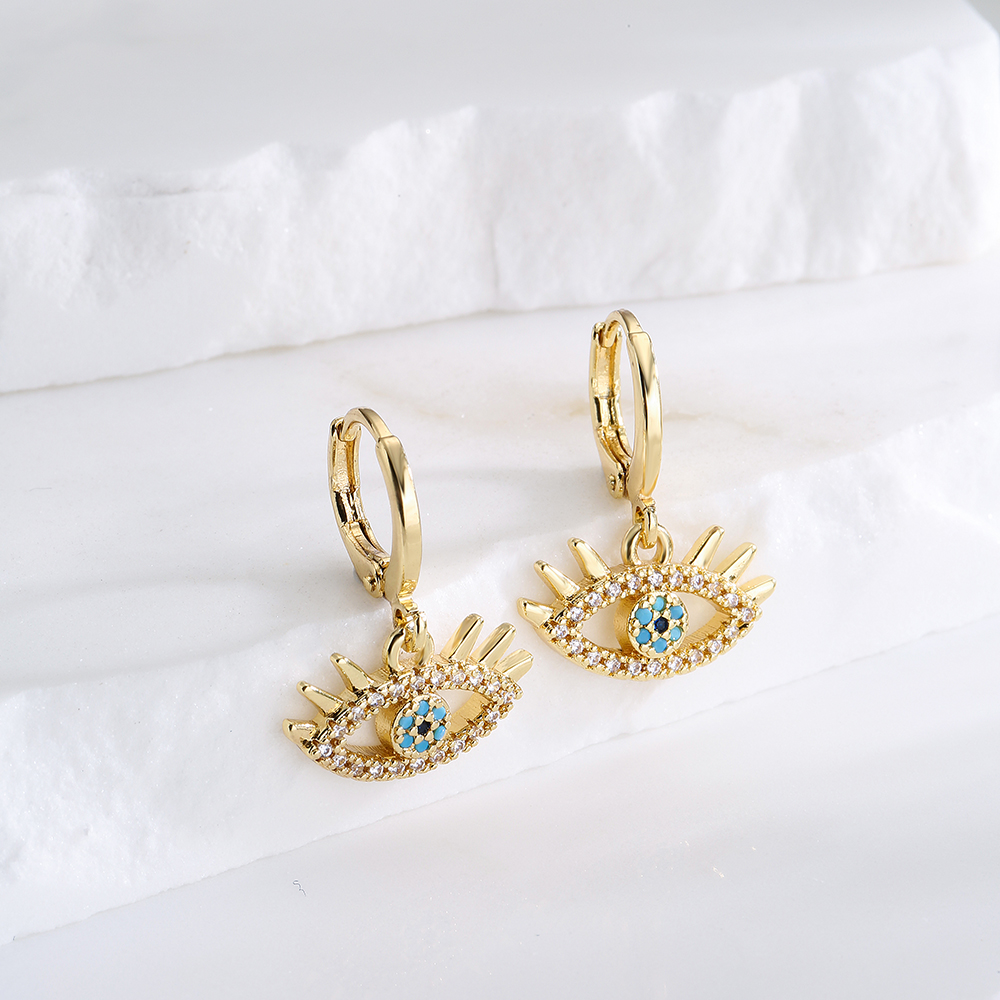 Fashion Eye Copper Drop Earrings Inlay Zircon Copper Earrings