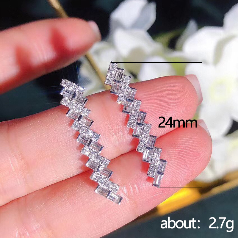 Fashion Geometric Copper Ear Studs Zircon Copper Earrings 1 Pair