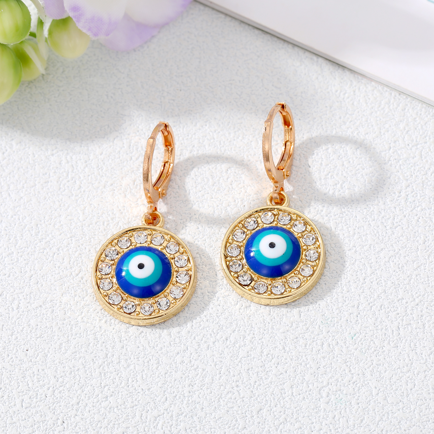Simple Style Devilu0027S Eye Alloy Inlay Zircon Earrings 1 Piece