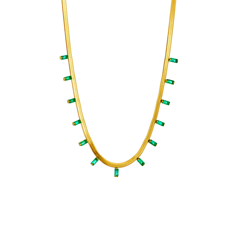 Simple Style Geometric Stainless Steel Necklace Gold Plated Rhinestone Stainless Steel Necklaces