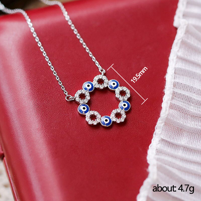 Fashion Geometric Devilu0027S Eye Copper Pendant Necklace Epoxy Artificial Rhinestones Copper Neckla