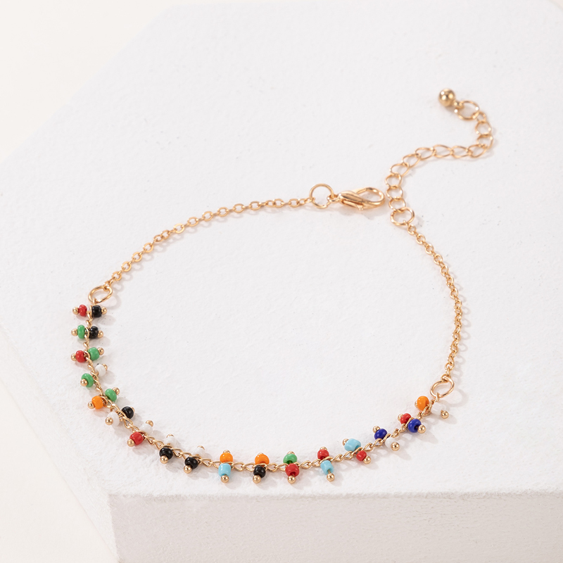 Vacation Geometric Alloy Plating Beads Anklet