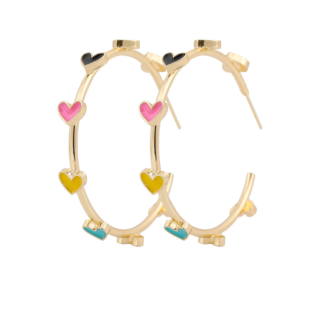 Sweet Heart Shape Alloy Hoop Earrings 1 Pair