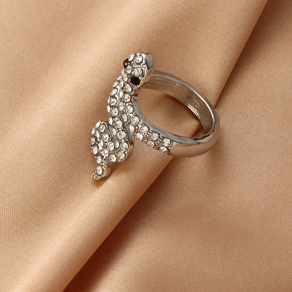 Fashion Snake Alloy Plating Zircon Open Ring 1 Piece