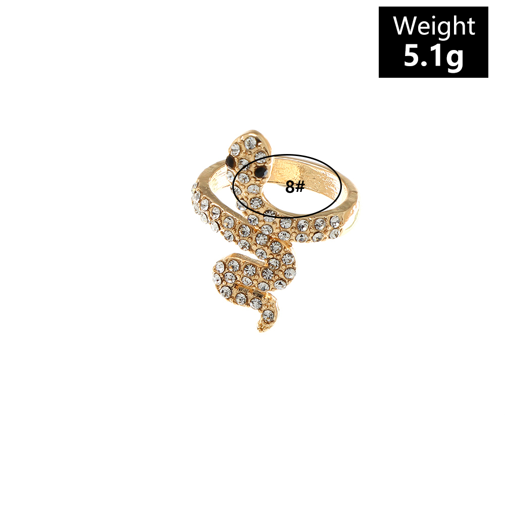 Fashion Snake Alloy Plating Zircon Open Ring 1 Piece