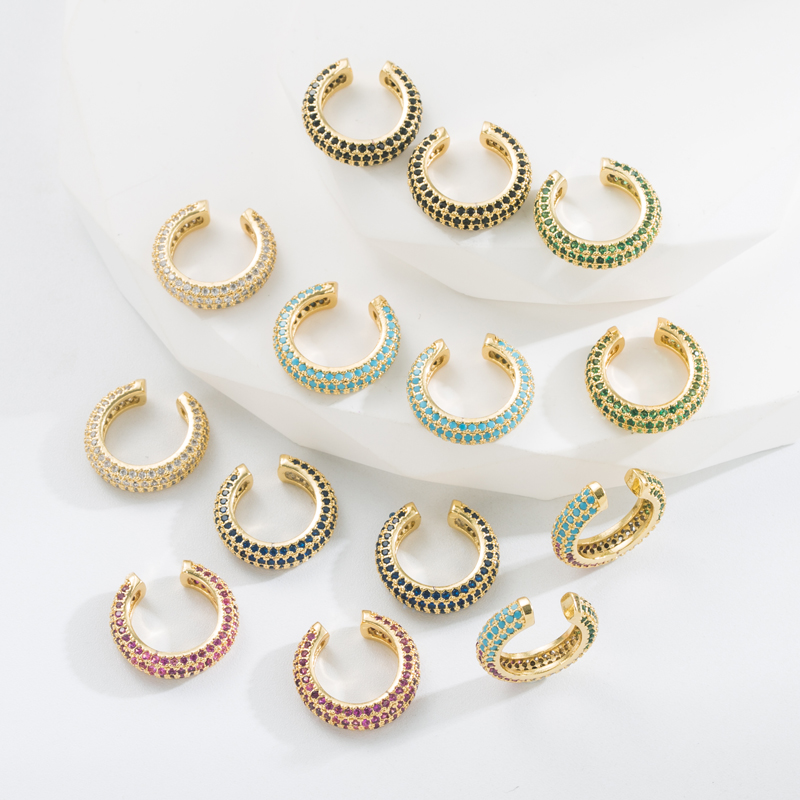 Fashion C Shape Copper Ear clips Plating Zircon Copper Earrings 1 Pair