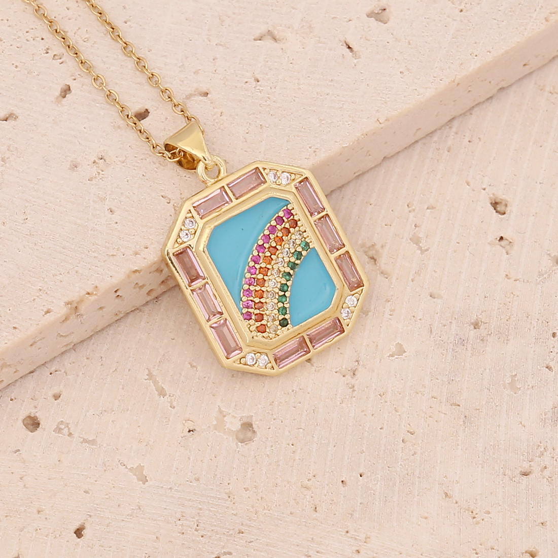Fashion Heart Shape Owl Stainless Steel Pendant Necklace Inlay Zircon Stainless Steel Necklaces 1 Pi