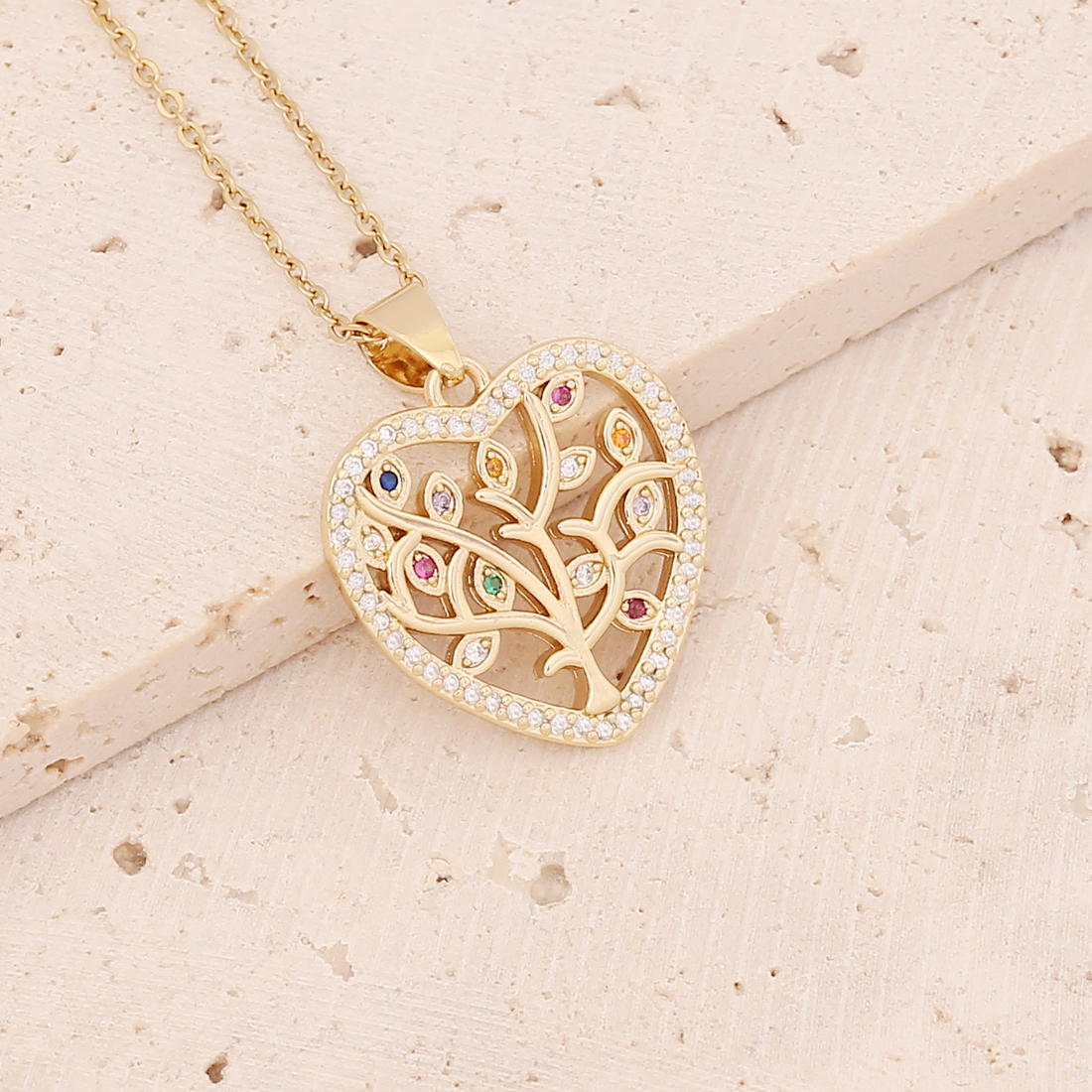 Fashion Heart Shape Owl Stainless Steel Pendant Necklace Inlay Zircon Stainless Steel Necklaces 1 Pi