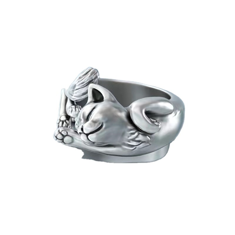 Simple Style Cat Alloy Plating Open Ring 1 Piece