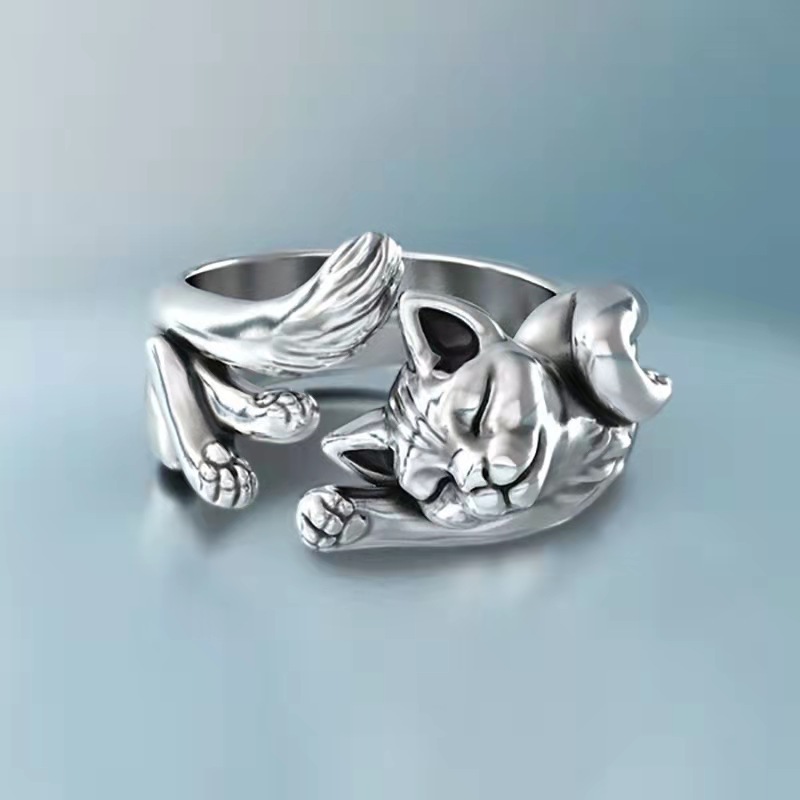 Simple Style Cat Alloy Plating Open Ring 1 Piece