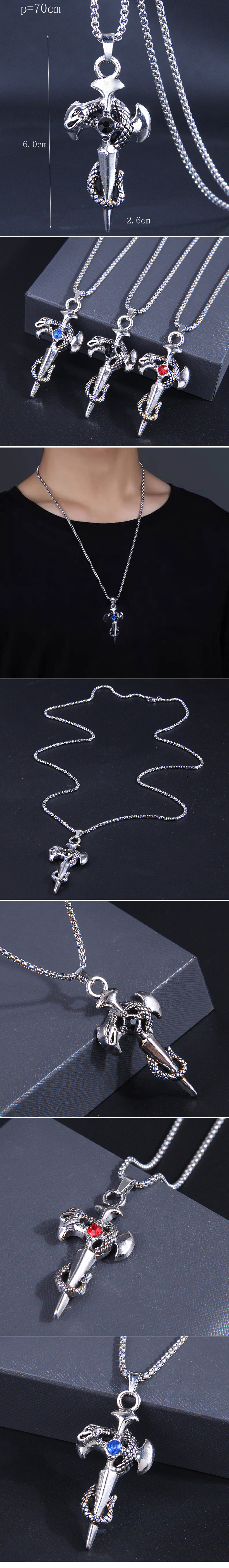 Hip-Hop Cross Alloy Plating Artificial Rhinestones Pendant Necklace 1 Piece