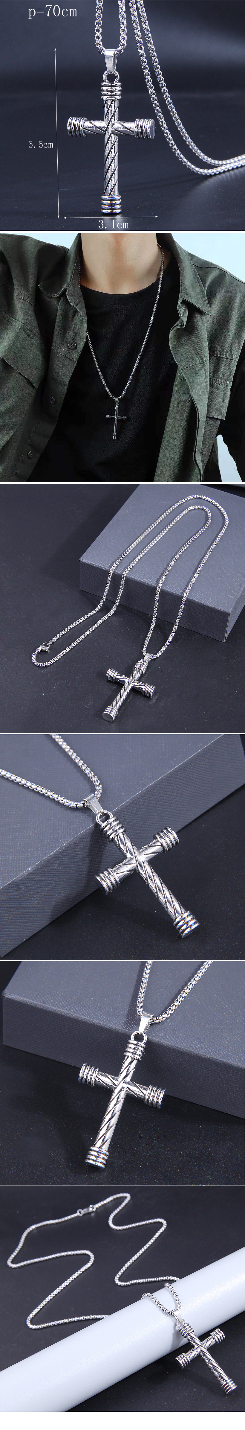 Hip-Hop Cross Alloy Plating Pendant Necklace 1 Piece